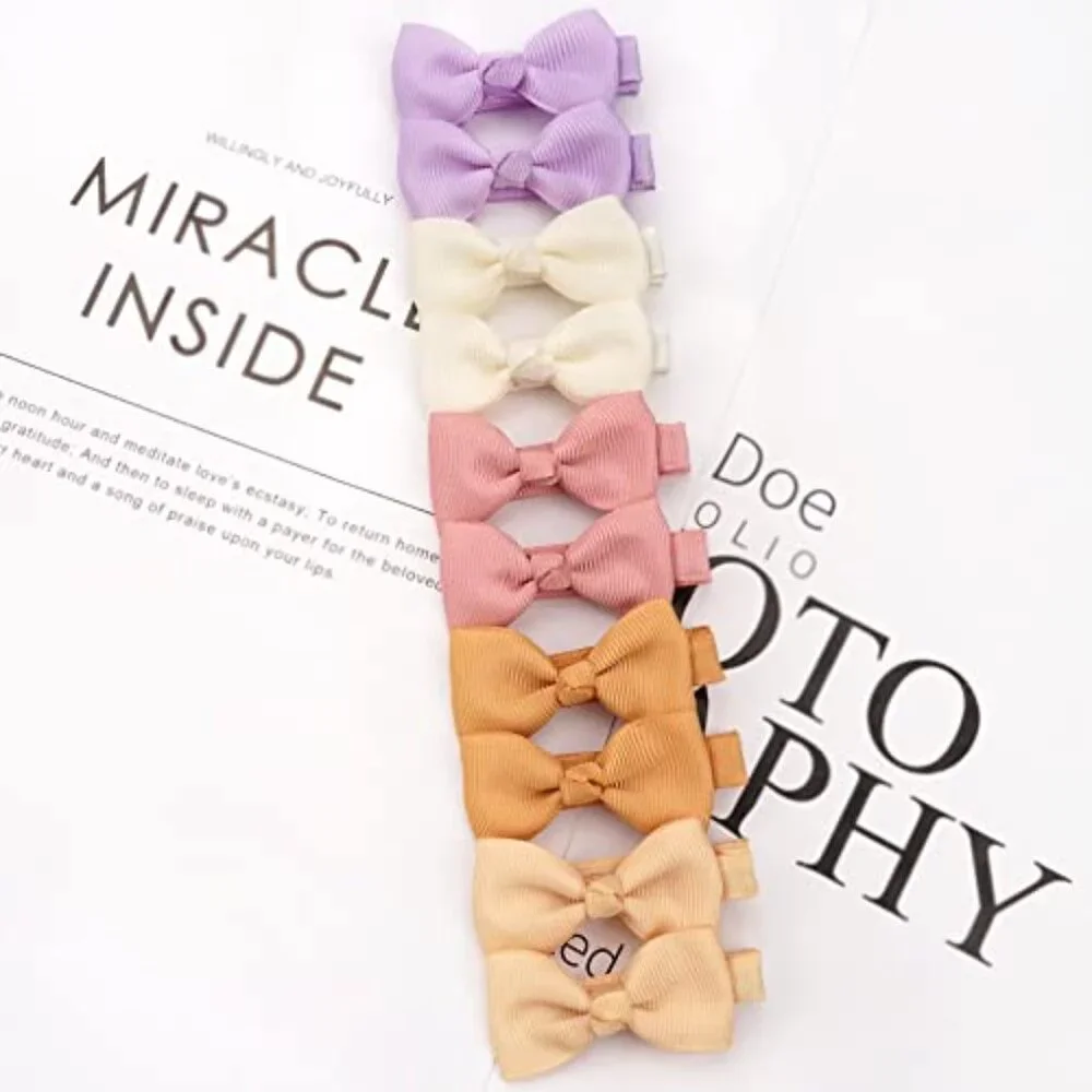 50PCS Baby Hair Clips Fully Lined Alligator Clips Tiny 2 Inch Bows